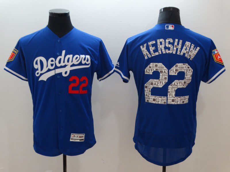 Men Los Angeles Dodgers #22 Kershaw Blue Elite Spring Edition MLB Jerseys